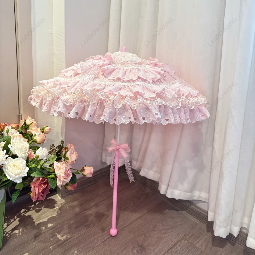 مظلة دانتيل وردية مزينة بالزهو - مراجعة Photography Umbrella وسعره